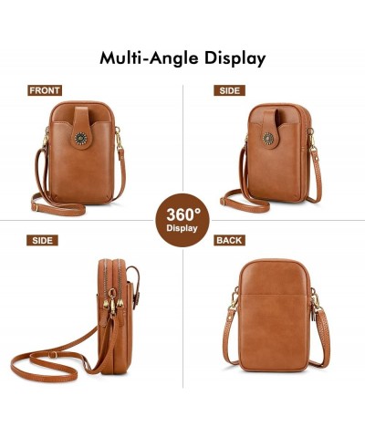 Leather Small Crossbody Bags for Women, Cell Phone Bag Wallet Purse with Card Slots Brown $17.09 Crossbody Bags