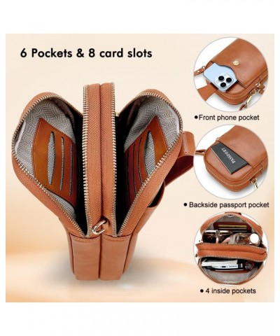 Leather Small Crossbody Bags for Women, Cell Phone Bag Wallet Purse with Card Slots Brown $17.09 Crossbody Bags