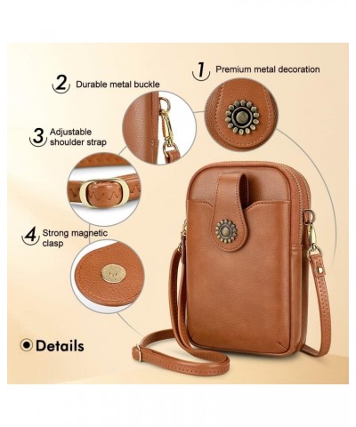 Leather Small Crossbody Bags for Women, Cell Phone Bag Wallet Purse with Card Slots Brown $17.09 Crossbody Bags