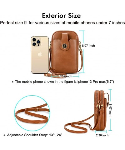 Leather Small Crossbody Bags for Women, Cell Phone Bag Wallet Purse with Card Slots Brown $17.09 Crossbody Bags