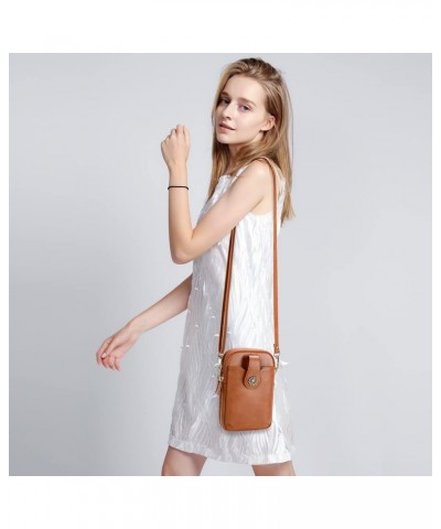 Leather Small Crossbody Bags for Women, Cell Phone Bag Wallet Purse with Card Slots Brown $17.09 Crossbody Bags