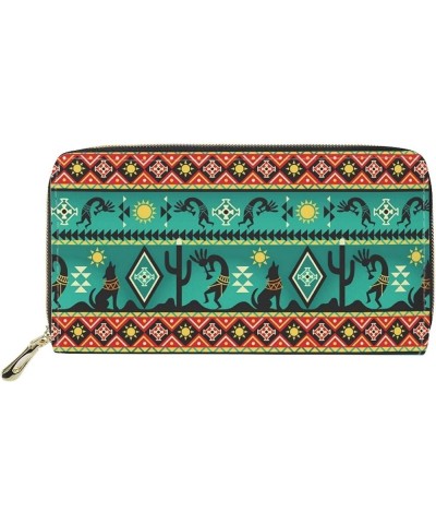 Western Wallet for Women Girls Soft PU Leather Clutch Phone Coin Purse Long Credit Card Holder Organizer Native American Indi...