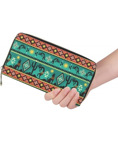 Western Wallet for Women Girls Soft PU Leather Clutch Phone Coin Purse Long Credit Card Holder Organizer Native American Indi...