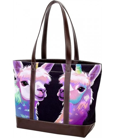 Tote Bag for Women, Large Tote Bags for Women, Women's Tote Handbags, Unicorn Llama Cartoon, Womens Tote Bags for Work Design...