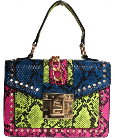 Multicolor Snakeskin Pattern Handbag – Chic & Trendy Evening Bag for Ladies – Colorful Snakeskin Purse B-lg-pi $38.87 Evening...