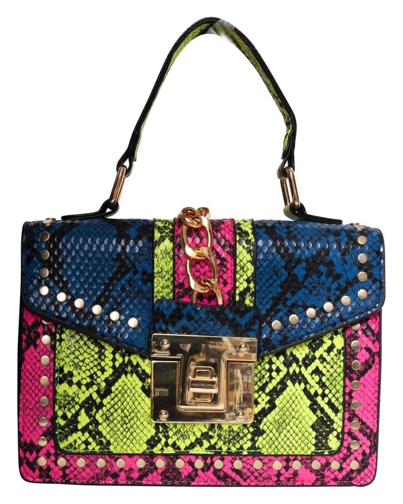 Multicolor Snakeskin Pattern Handbag – Chic & Trendy Evening Bag for Ladies – Colorful Snakeskin Purse B-lg-pi $38.87 Evening...