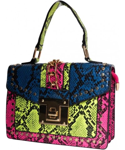 Multicolor Snakeskin Pattern Handbag – Chic & Trendy Evening Bag for Ladies – Colorful Snakeskin Purse B-lg-pi $38.87 Evening...