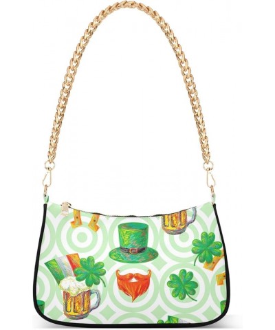 Blue Marine Seashells Going out Purse Trendy Chain Shoulder Bag Mini with Zipper St Patricks Day Icons 1 $13.33 Shoulder Bags