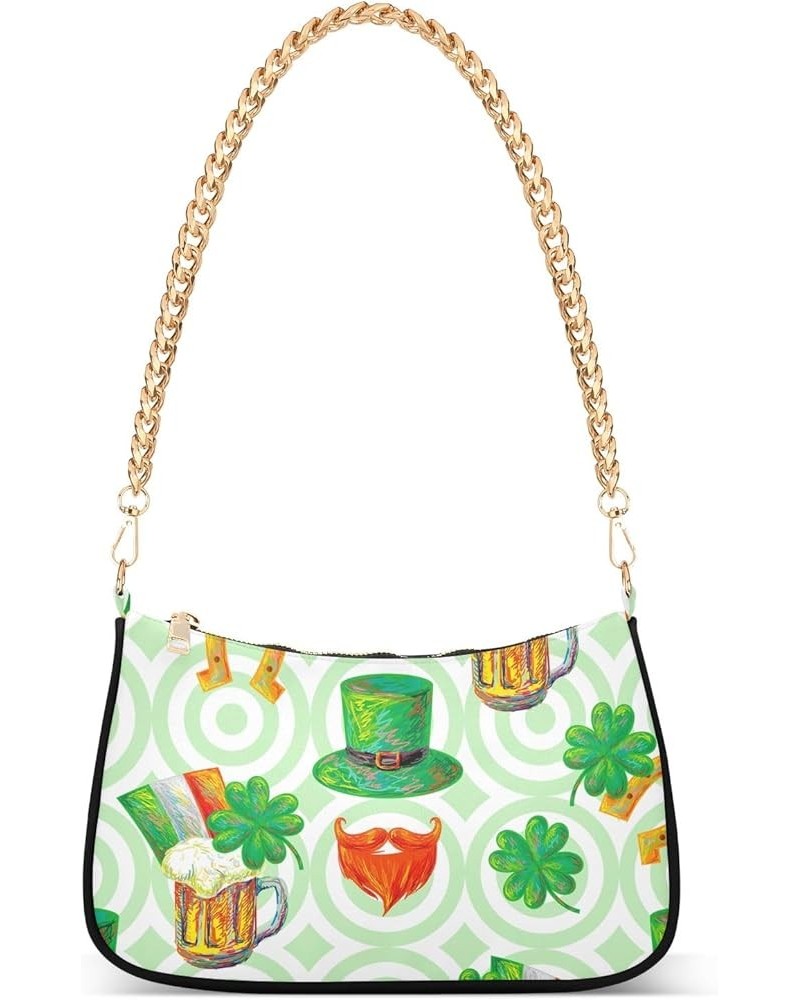 Blue Marine Seashells Going out Purse Trendy Chain Shoulder Bag Mini with Zipper St Patricks Day Icons 1 $13.33 Shoulder Bags