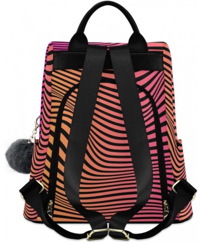 Pink Yellow Stripes Zebra Print Backpack Purse for Women Anti Theft Fashion Back Pack Shoulder Bag $17.60 Backpacks