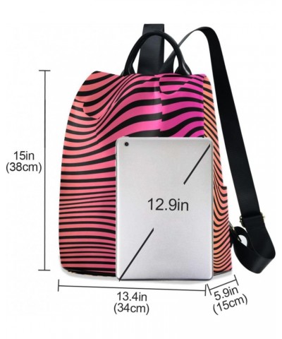 Pink Yellow Stripes Zebra Print Backpack Purse for Women Anti Theft Fashion Back Pack Shoulder Bag $17.60 Backpacks