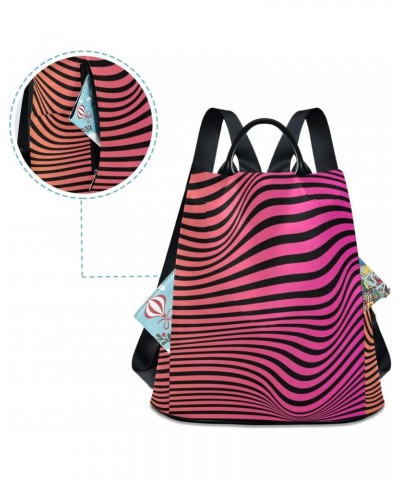 Pink Yellow Stripes Zebra Print Backpack Purse for Women Anti Theft Fashion Back Pack Shoulder Bag $17.60 Backpacks