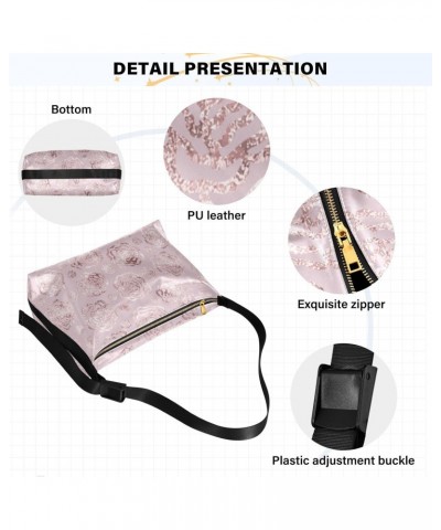 Marble Flowers Soft PU Leather Shoulder Bag for Women Stylish Ladies Crossbody Purse with Zipper Closure Clutch Purse for Gif...