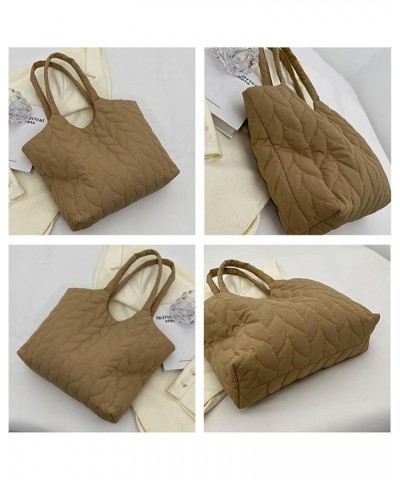 Puffer Tote Bag Large Quilted Shoulder Bag for Women Trend Puffy Work Tote Bag Beige $25.06 Totes