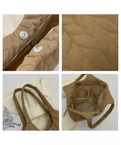 Puffer Tote Bag Large Quilted Shoulder Bag for Women Trend Puffy Work Tote Bag Beige $25.06 Totes