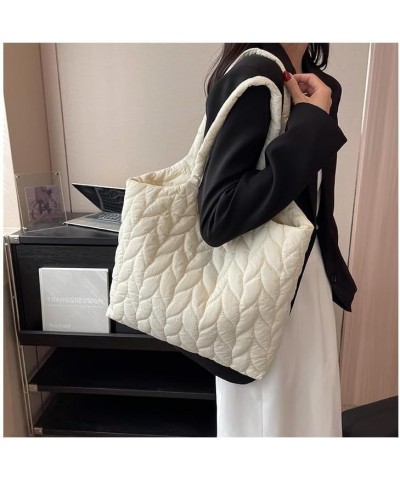 Puffer Tote Bag Large Quilted Shoulder Bag for Women Trend Puffy Work Tote Bag Beige $25.06 Totes