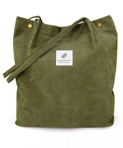 Corduroy Tote Bags for Women Girls, Large Capacity Corduroy Bag Reusable Grocery Shoulder Bag with Inner Pockets Olive $8.26 ...