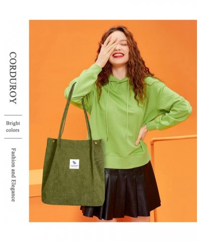 Corduroy Tote Bags for Women Girls, Large Capacity Corduroy Bag Reusable Grocery Shoulder Bag with Inner Pockets Olive $8.26 ...