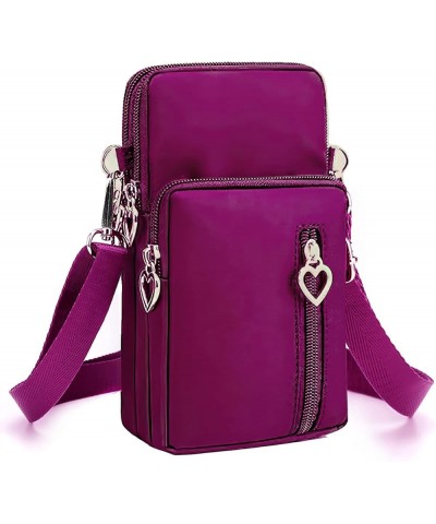 Women Crossbody Bags Zipper Waterproof Nylon Wallet Cellphone Purse Ladies Shoulder Bag Wristlet Handbag Style 2: Purple $7.7...