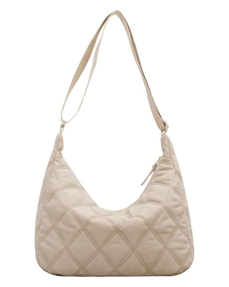 Quilted Tote Bag for Women Crossbody Bags Lightweight Padding Shoulder Bags Nylon Padded Hobo Handbag with Zipper 03-beige $1...