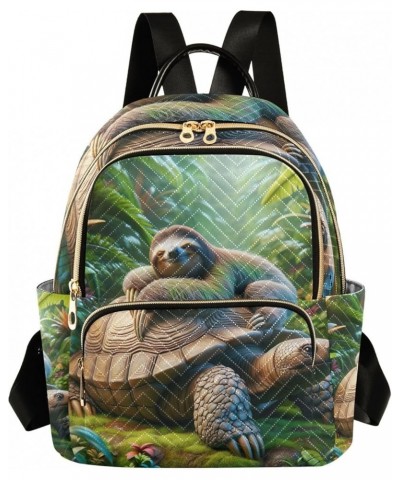 Owl St. Patrick's Day Womens Backpack Purse Quilted Travel Purse Sloth and Turtle Small $18.32 Backpacks