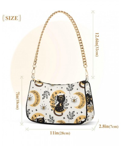 Women Chain Shoulder Purse Bag With Zipper Black Cat Print, Magic Eye Moon Hobo Tote Clutch Handbags with Chain Strap $13.01 ...