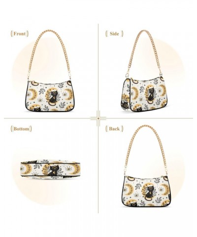 Women Chain Shoulder Purse Bag With Zipper Black Cat Print, Magic Eye Moon Hobo Tote Clutch Handbags with Chain Strap $13.01 ...