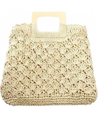 Straw Top Handle Bag - Large Lightweight Handbag - Boho Style Summer Beach Bags for Women with Zipper Beige $21.00 Handbags