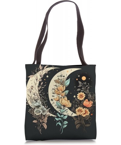 Floral Moon Phase flower crescent moon cool eclipse moon Tote Bag $10.82 Totes