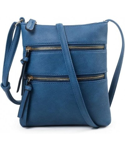 Crossbody Bag for Women PU Leather Shoulder Bag Small Pocket Zipper Handbag Clutch Bag and Purse with Tassel Dark Blue $18.14...