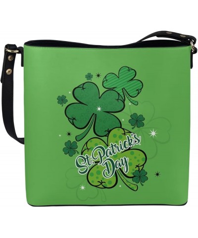 Handbags for Women Large Capacity Hobo Bags Leather Bucket Top-handle Purse St. Patrick's Day Leaves $20.50 Totes