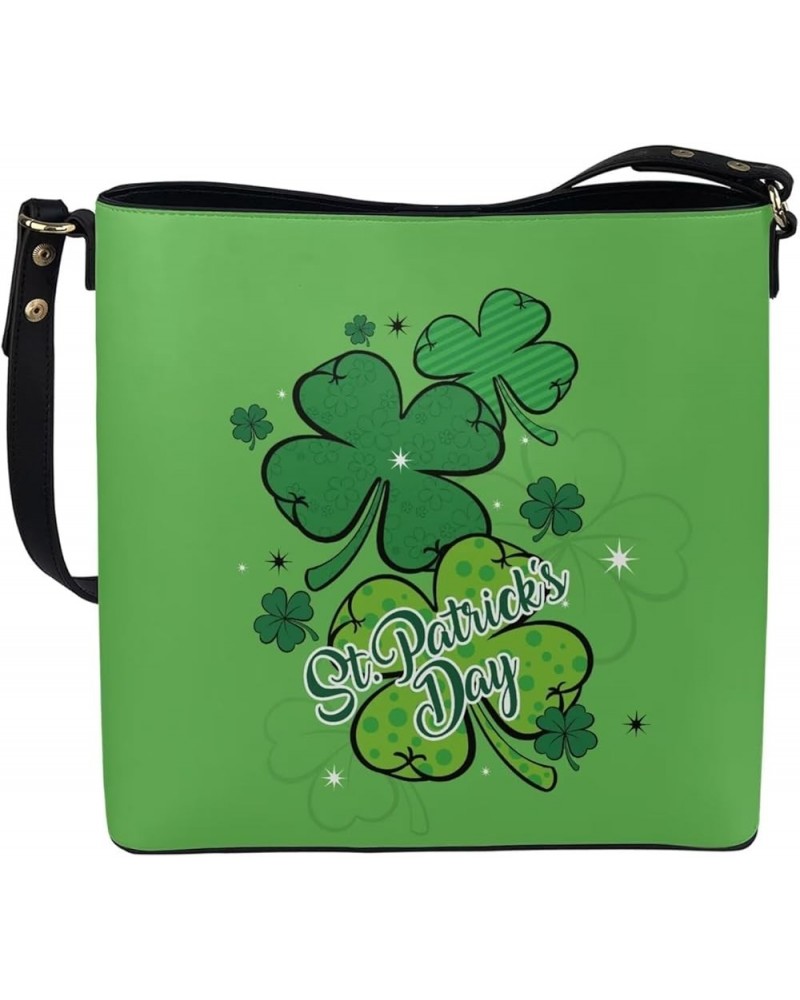 Handbags for Women Large Capacity Hobo Bags Leather Bucket Top-handle Purse St. Patrick's Day Leaves $20.50 Totes