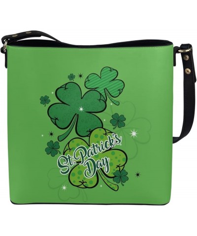 Handbags for Women Large Capacity Hobo Bags Leather Bucket Top-handle Purse St. Patrick's Day Leaves $20.50 Totes