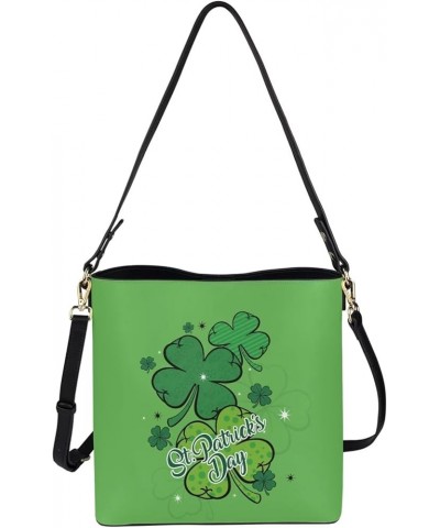 Handbags for Women Large Capacity Hobo Bags Leather Bucket Top-handle Purse St. Patrick's Day Leaves $20.50 Totes