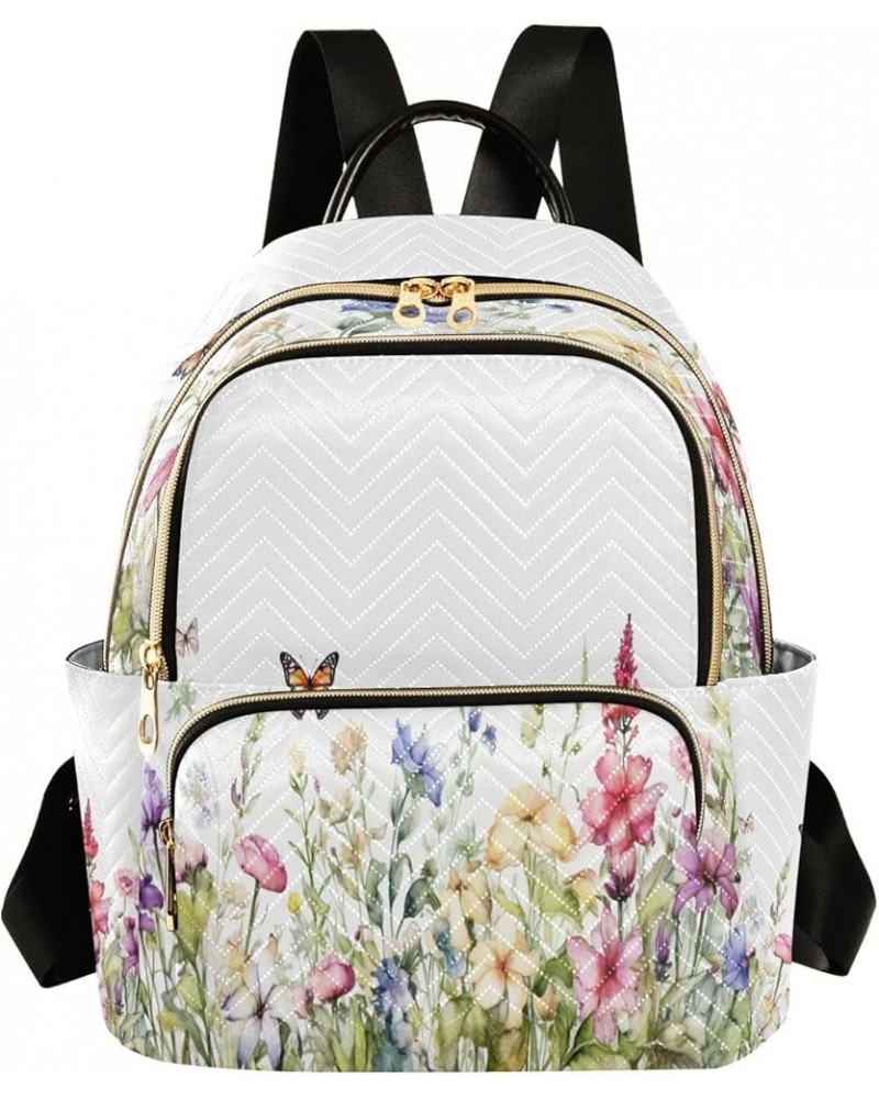 Colorful Wildflower Butterflies Quilted Backpack for Women Shoulder Bags Purses Travel Bag for Daily Work Nurse M Medium $18....