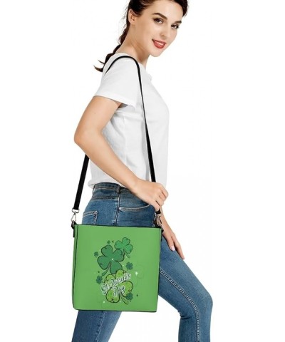 Handbags for Women Large Capacity Hobo Bags Leather Bucket Top-handle Purse St. Patrick's Day Leaves $20.50 Totes