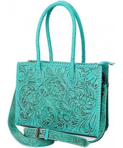 Tote Hand Tooled Genuine Leather Western Women Bag Handbag Purse | Turquoise | Western Tote Bag | Travel Tote Bags $93.60 Totes