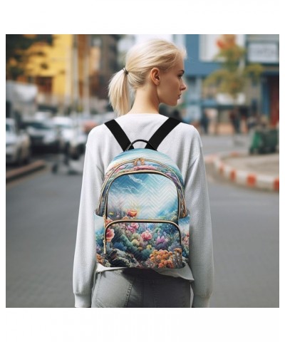 Fashion Backpack Mini Backpack Purse Casual Daily Backpack Blue Sky Colorful Flower for Travel for College Work Small $15.96 ...