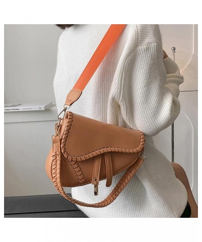 Womens Saddle Shoulder Bag PU Leather Black Mini Crossbody Underarm Satchel Bags Small Handbag Clutch Purse B-orange $26.93 T...