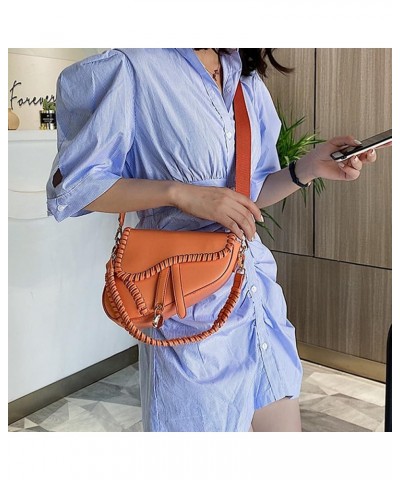 Womens Saddle Shoulder Bag PU Leather Black Mini Crossbody Underarm Satchel Bags Small Handbag Clutch Purse B-orange $26.93 T...