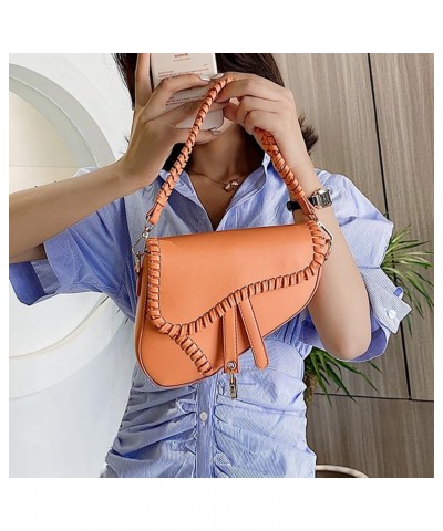 Womens Saddle Shoulder Bag PU Leather Black Mini Crossbody Underarm Satchel Bags Small Handbag Clutch Purse B-orange $26.93 T...