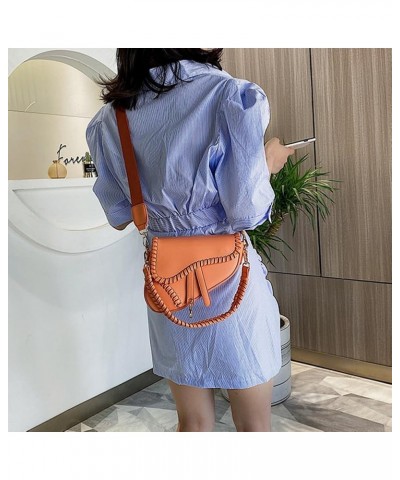 Womens Saddle Shoulder Bag PU Leather Black Mini Crossbody Underarm Satchel Bags Small Handbag Clutch Purse B-orange $26.93 T...