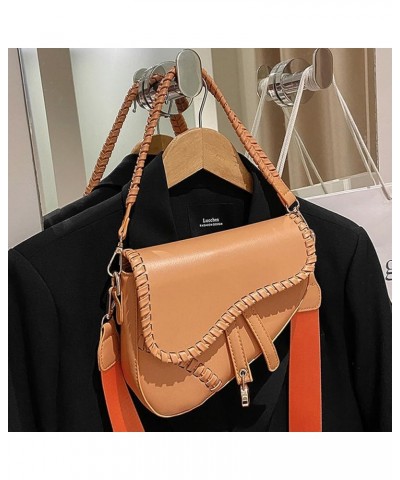 Womens Saddle Shoulder Bag PU Leather Black Mini Crossbody Underarm Satchel Bags Small Handbag Clutch Purse B-orange $26.93 T...