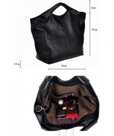 Women Top Handle Bag Bat Shape Rivet Tote Shoulder Bag for Shopping, Dating Working Black $39.07 Totes