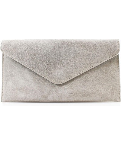 Womens Vera Pella Clutch Bag Ladies Real Leather Shoulder Bag Light Grey $19.78 Shoulder Bags