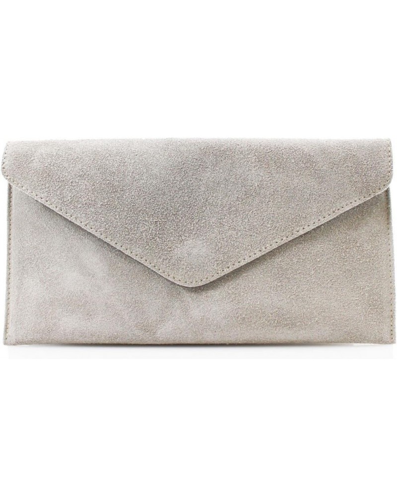 Womens Vera Pella Clutch Bag Ladies Real Leather Shoulder Bag Light Grey $19.78 Shoulder Bags