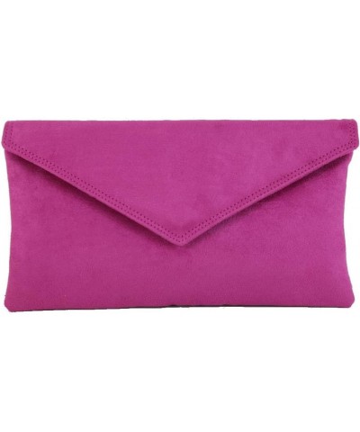 Womens Neat Envelope Faux Suede Clutch Bag/Shoulder Bag Hot Pink Fuschia $21.14 Clutches