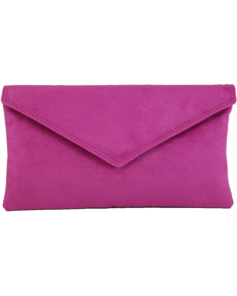 Womens Neat Envelope Faux Suede Clutch Bag/Shoulder Bag Hot Pink Fuschia $21.14 Clutches