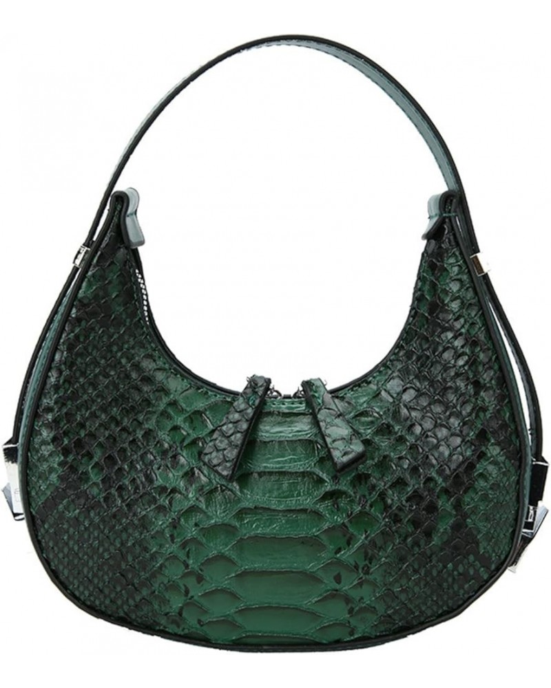 Crocodile pattern one shoulder bag women's fashion personality all-match Crescent women's bag Green $24.48 Totes