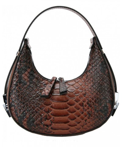 Crocodile pattern one shoulder bag women's fashion personality all-match Crescent women's bag Green $24.48 Totes